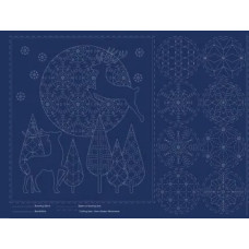 Christmas Sashiko Panel - Navy